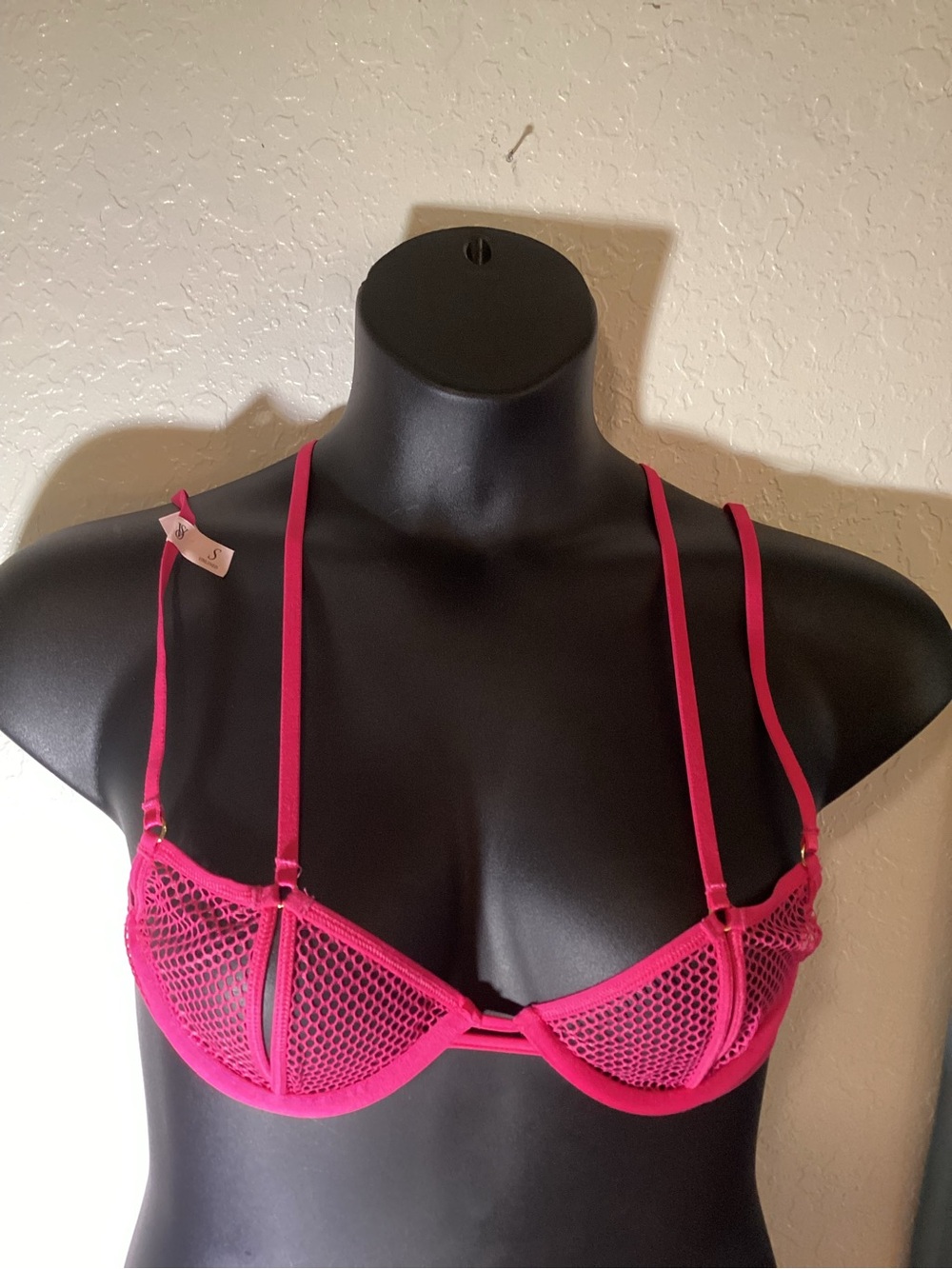 Victoria's Secret Hot Pink Mesh Underwire Bra with Double Straps